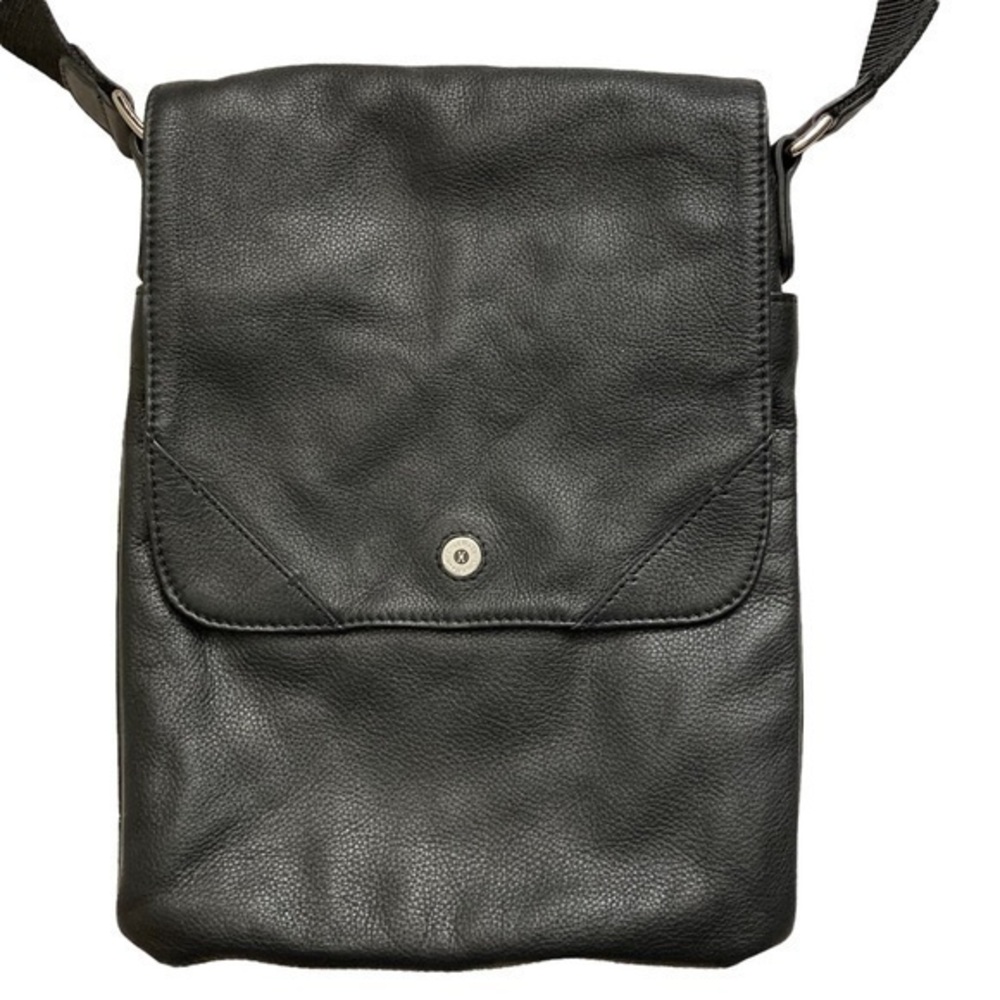 Cole haan black leather messenger bag